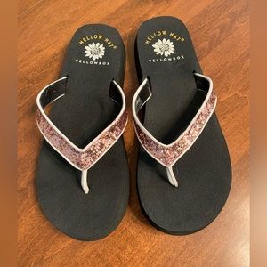 Yellow Box Suzanne Pink Glitter Flip Flops